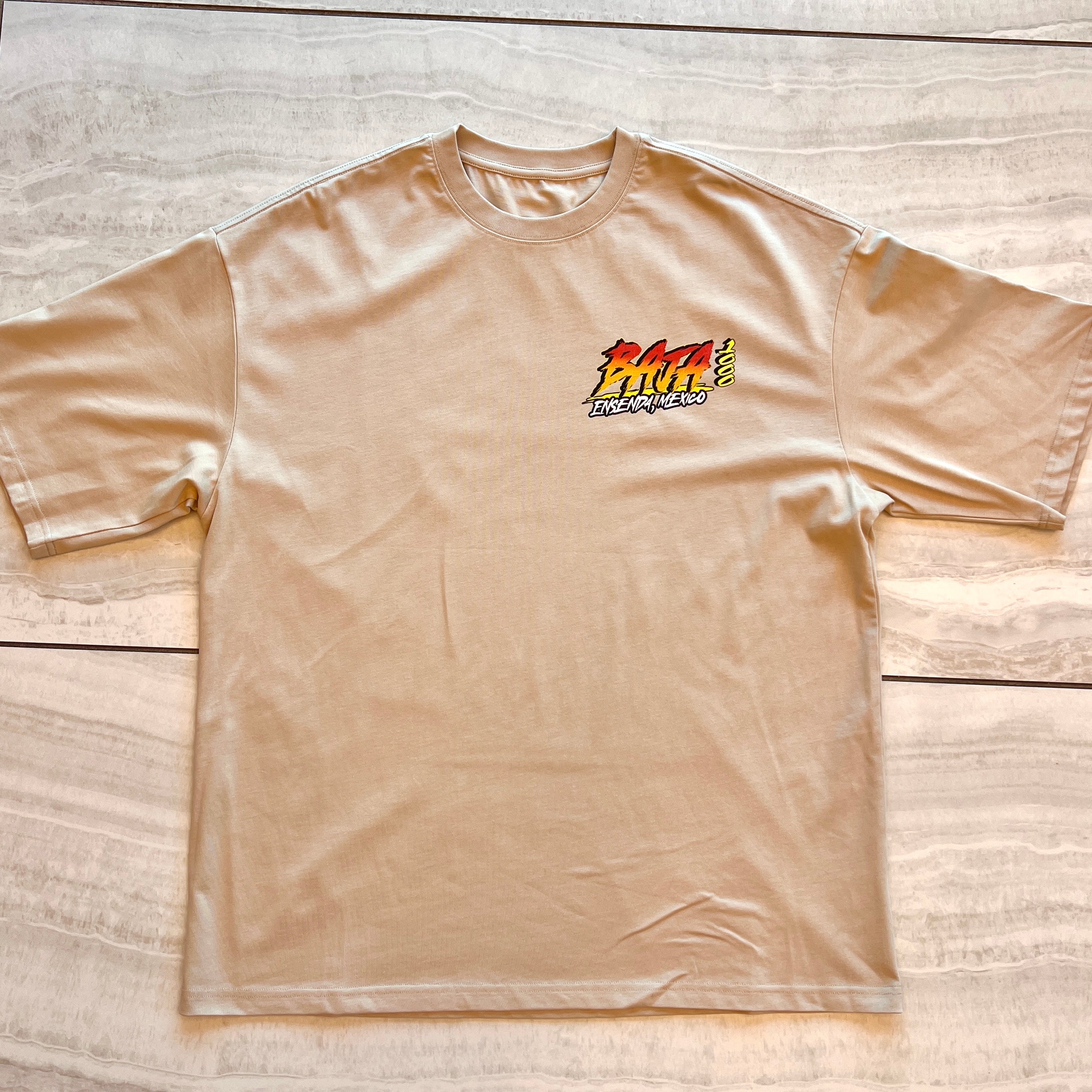 Baja 1000 retro shirt in tan color.