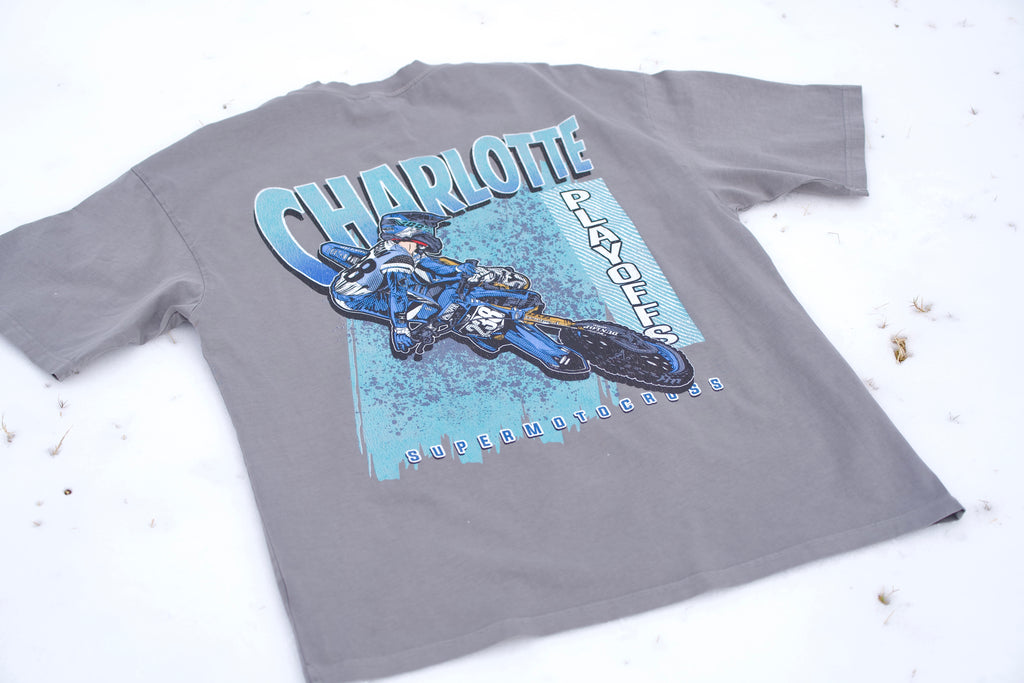 Vintage washed gray color Supercross racing shirt