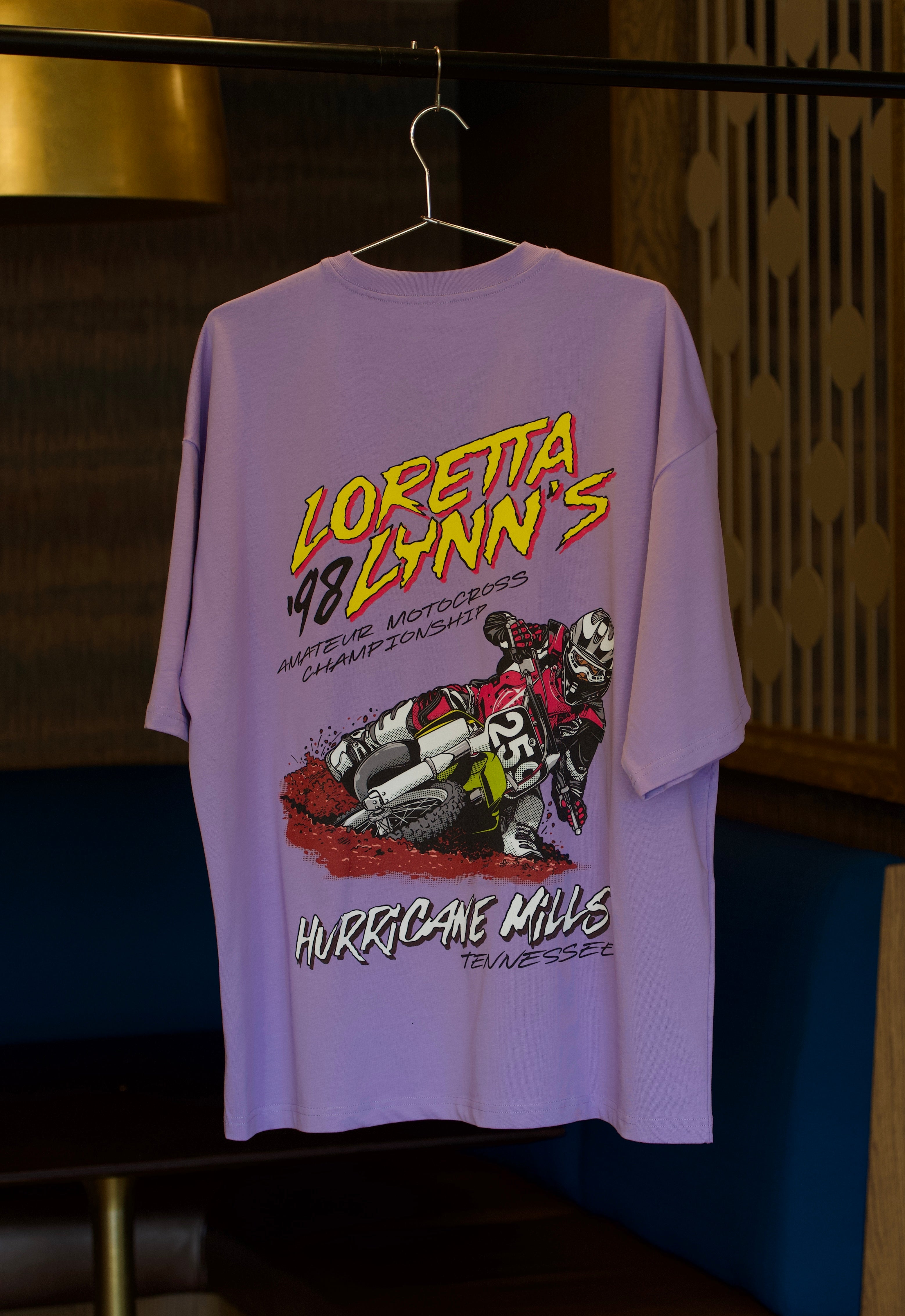 Purple color motocross shirt featuring James Stewart 259.