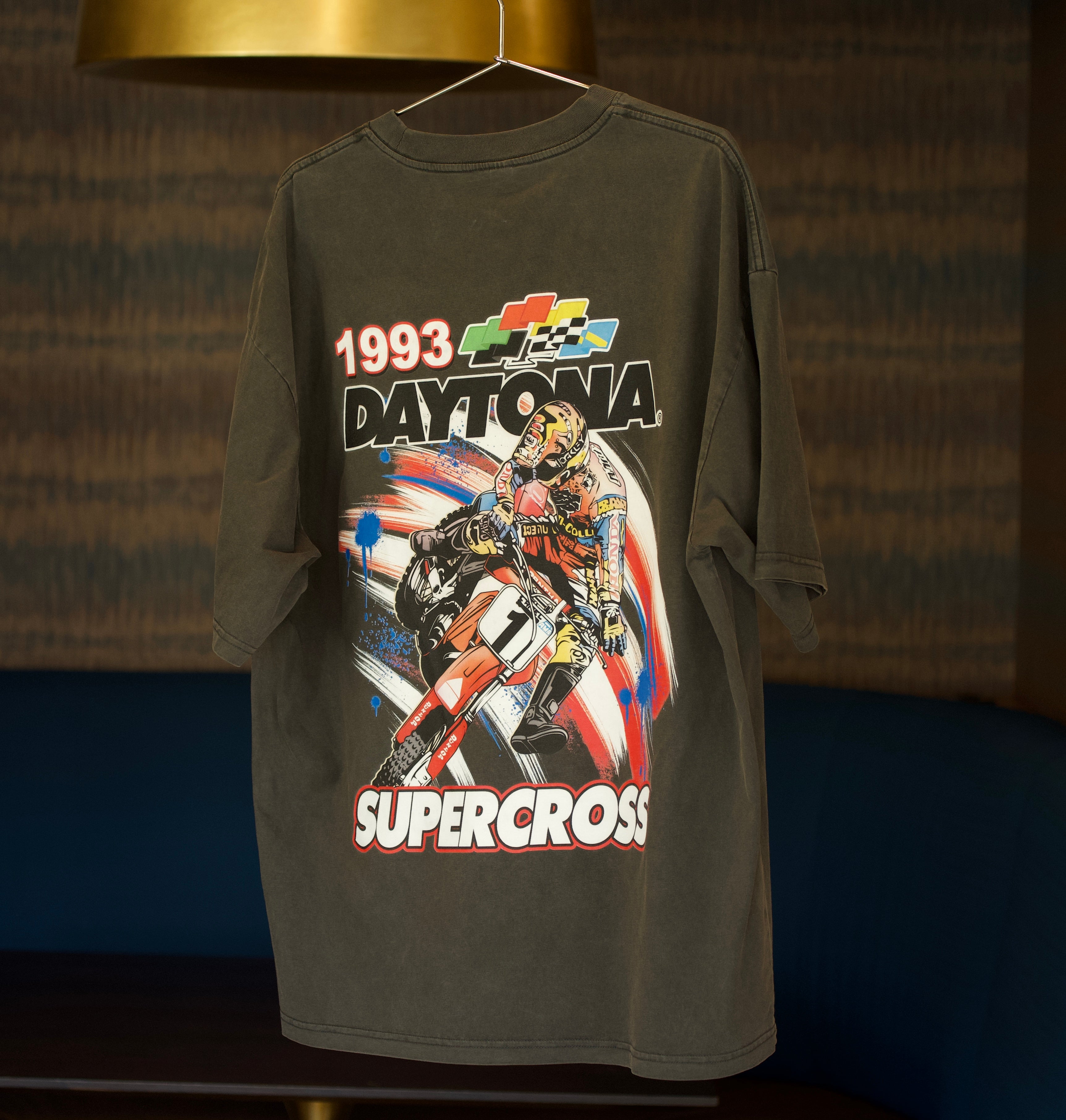 1993 red white and black color Daytona Supercross racing shirt.