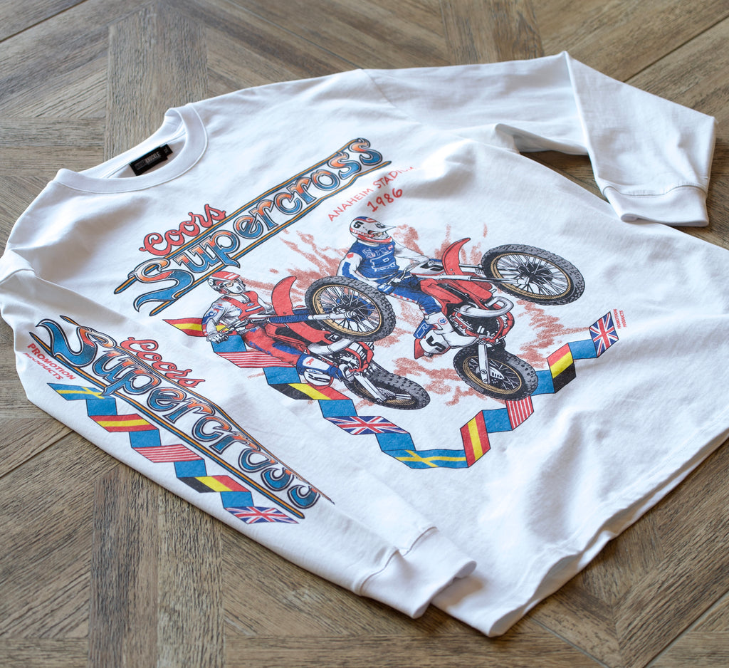 Vintage Coors motocross racing long sleeve shirt in white color