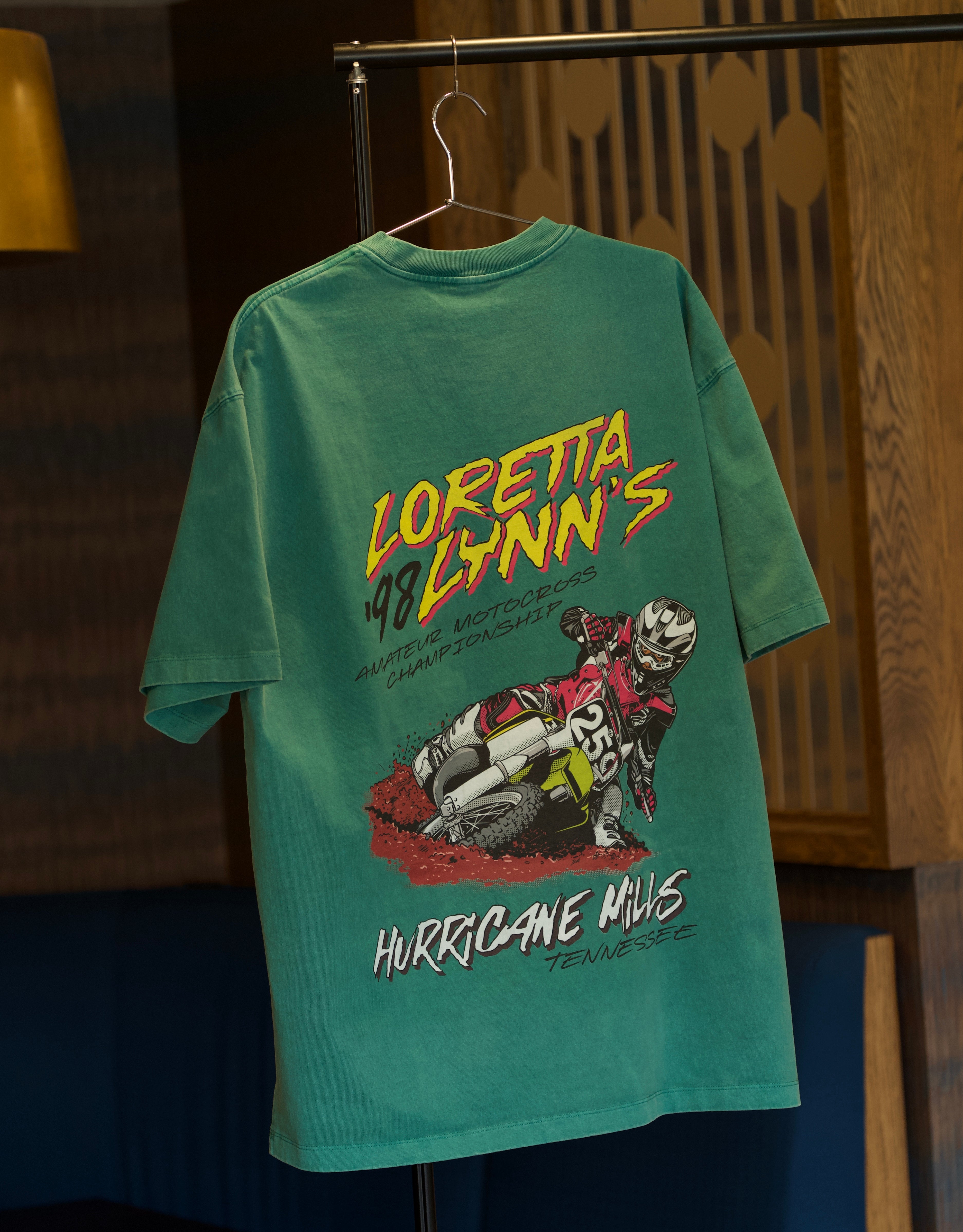 Classic James Stewart Kawasaki motocross racing shirt in green color