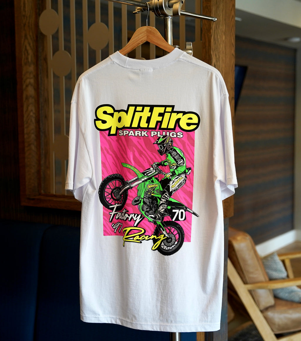 Vintage inspired Kawasaki KX250 motocross shirt featuring Ricky Carmichael
