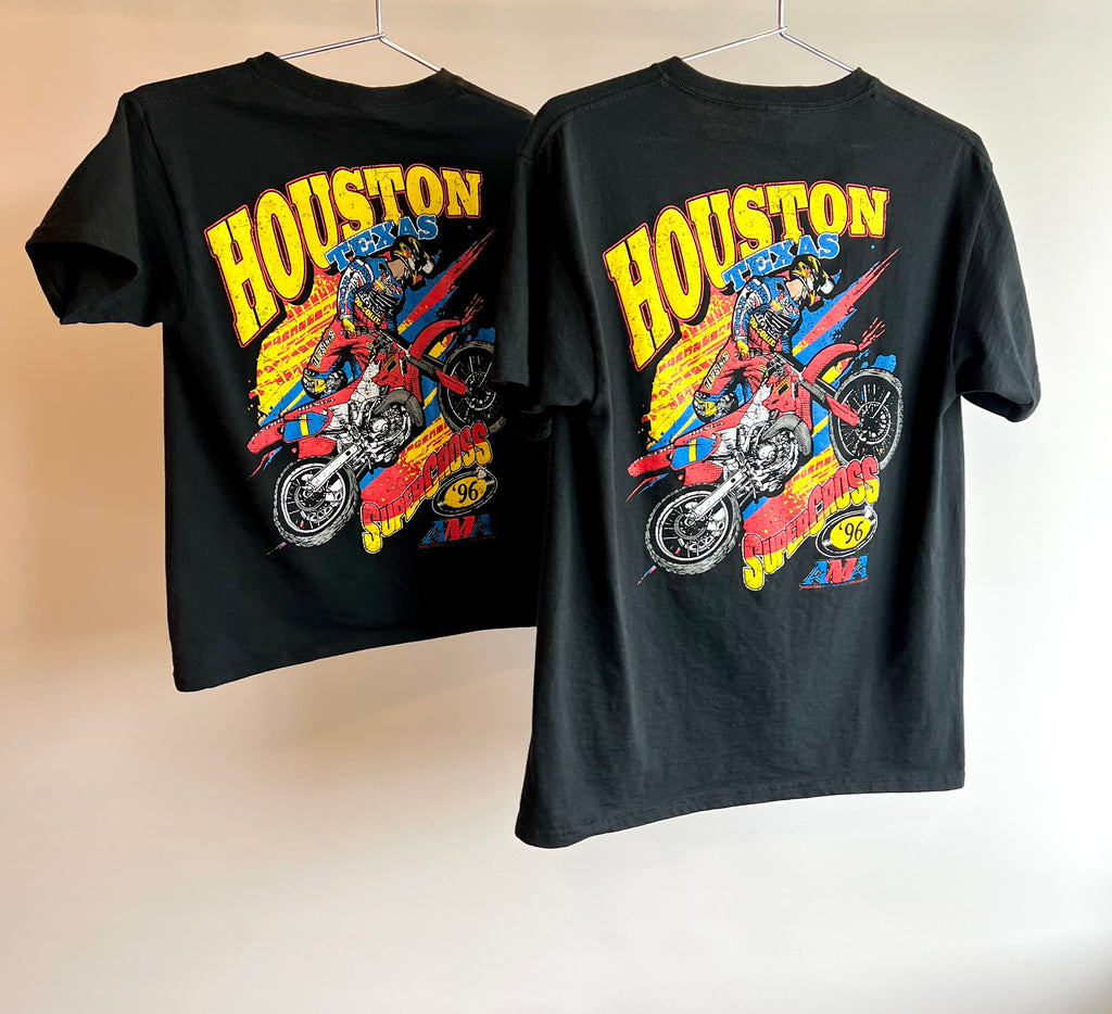 Kids vintage style motocross racing shirts.