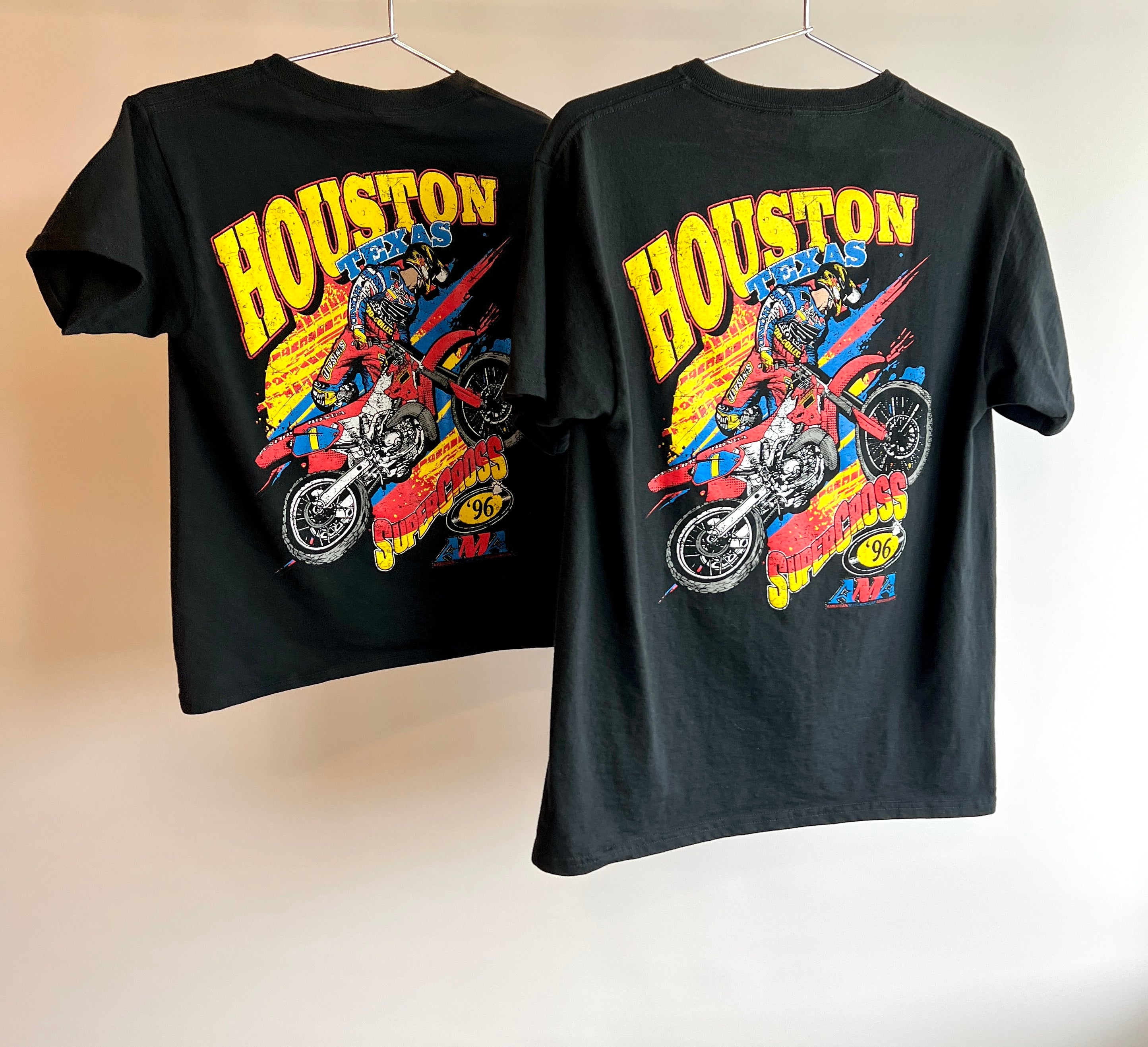 Kids vintage style motocross racing shirts.