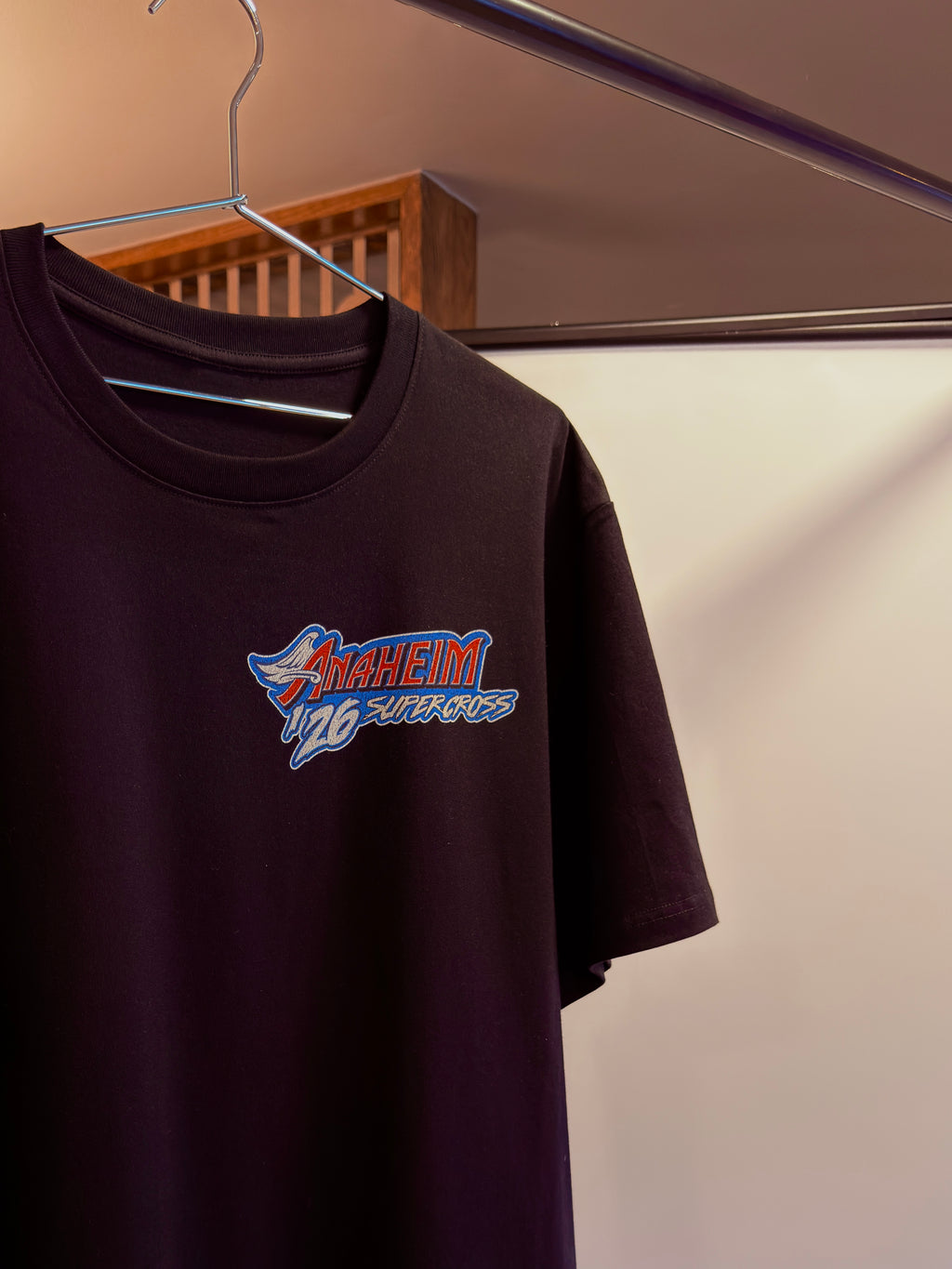 2026 anaheim supercross race shirt front logo.