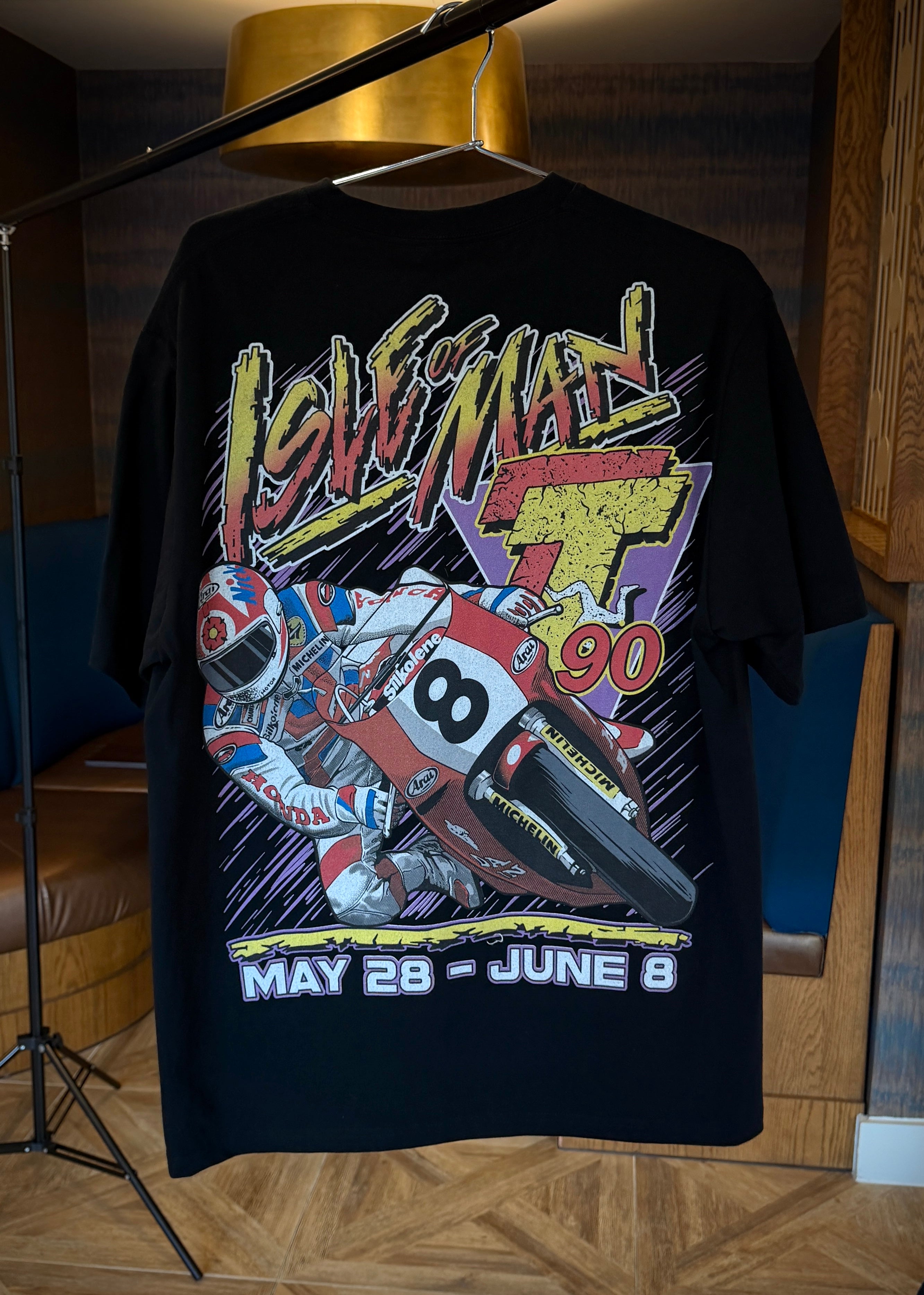 Vintage style Moto GP racing shirt in black color