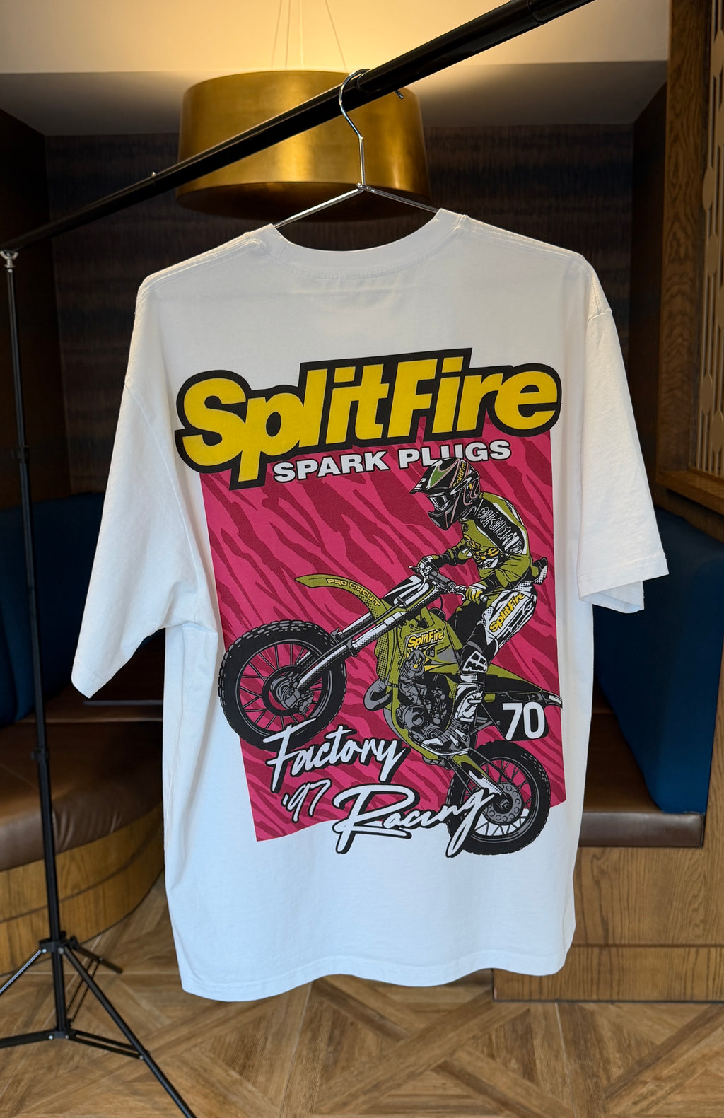 Vintage style kawasaki motocross racing shirt in white color