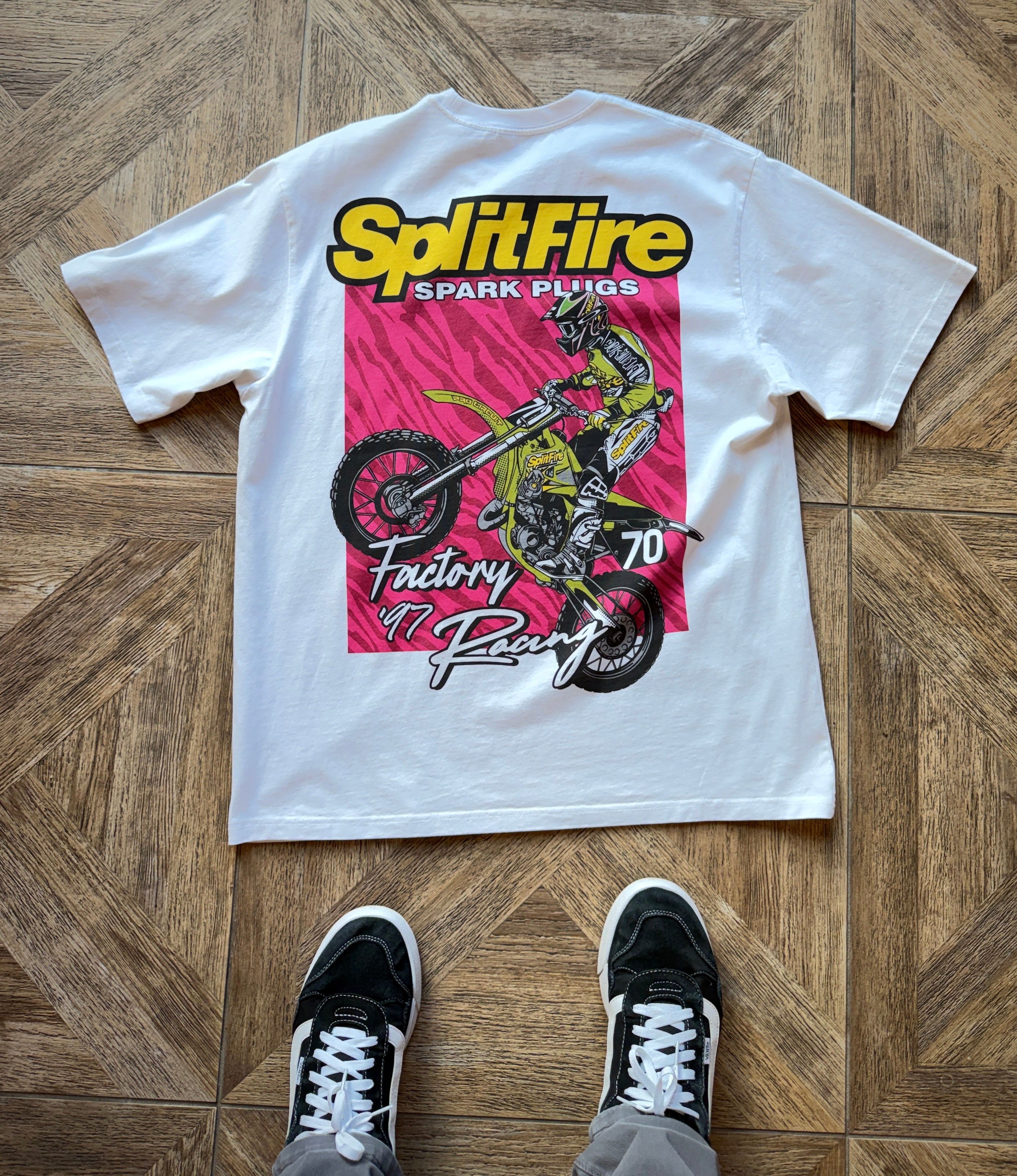 97 Splitfire Factory Racing Shirt - 240 GSM, Loose-Fit – White