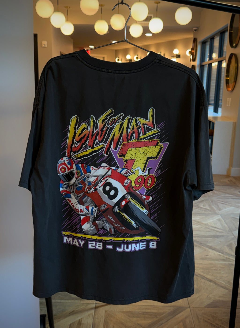 Moto GP retro style racing shirt in black color
