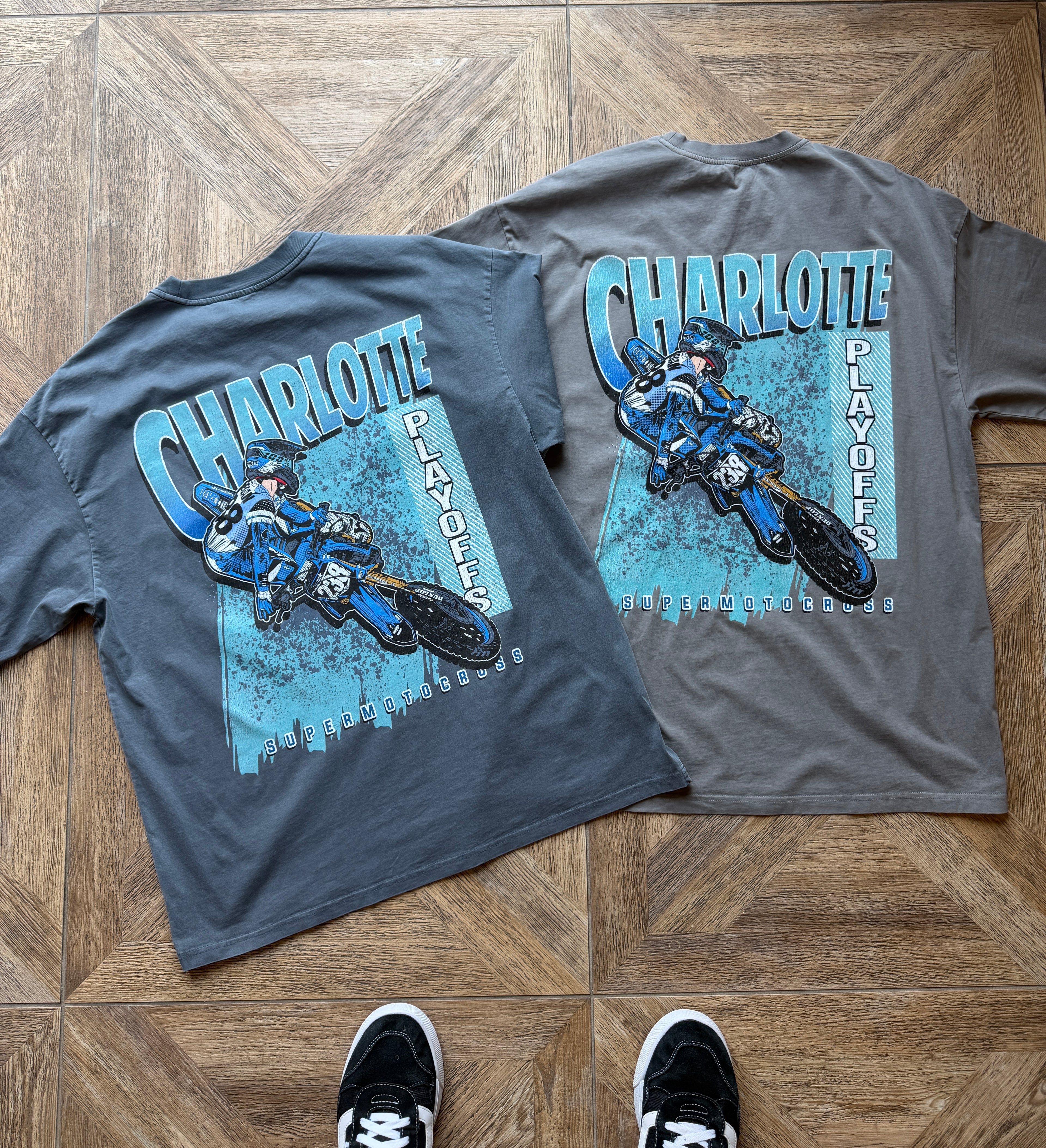 Vintage style Charlotte Supercross Playoffs shirts.
