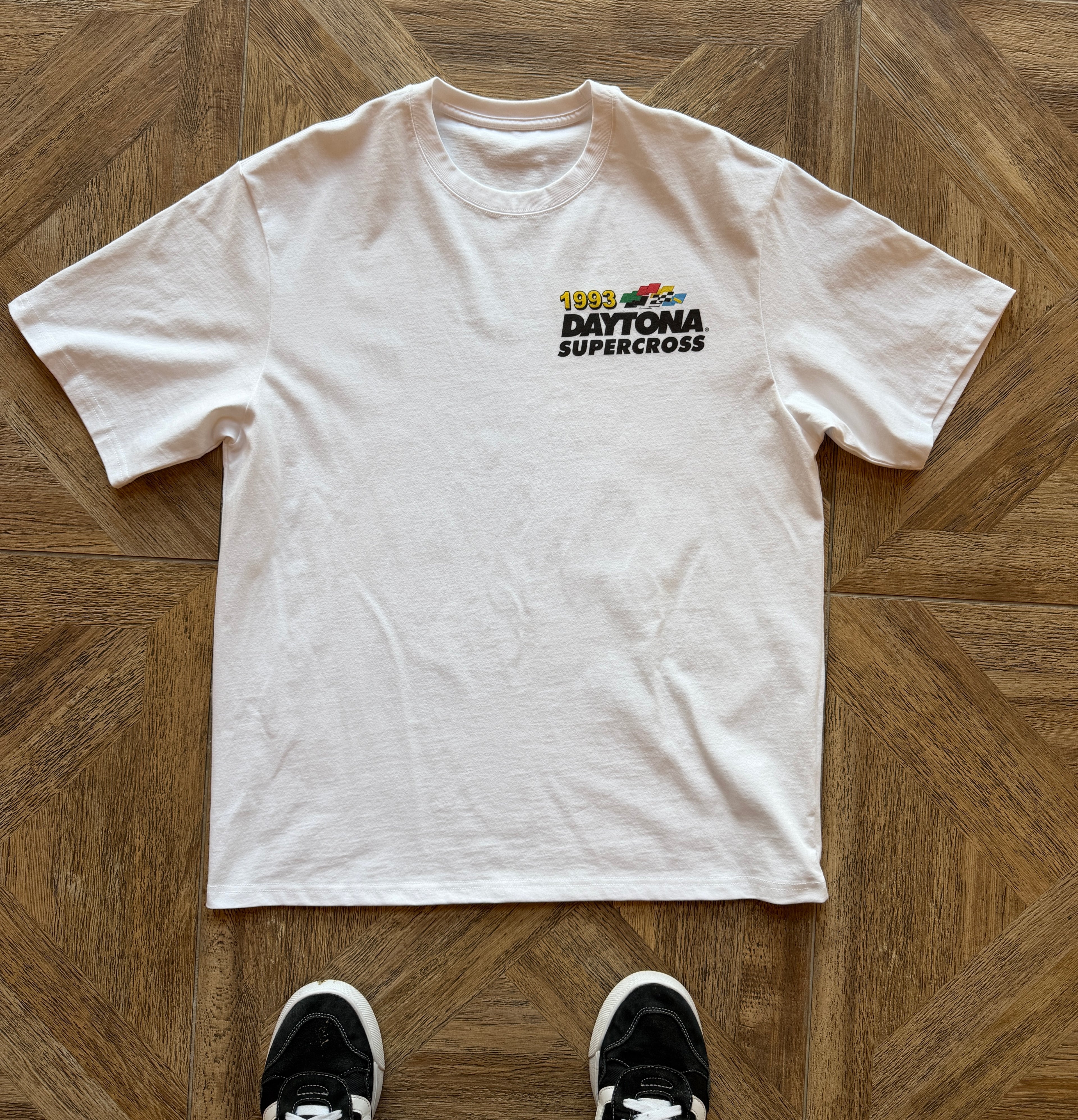 Vintage inspired Daytona Supercross tee shirt in white color.