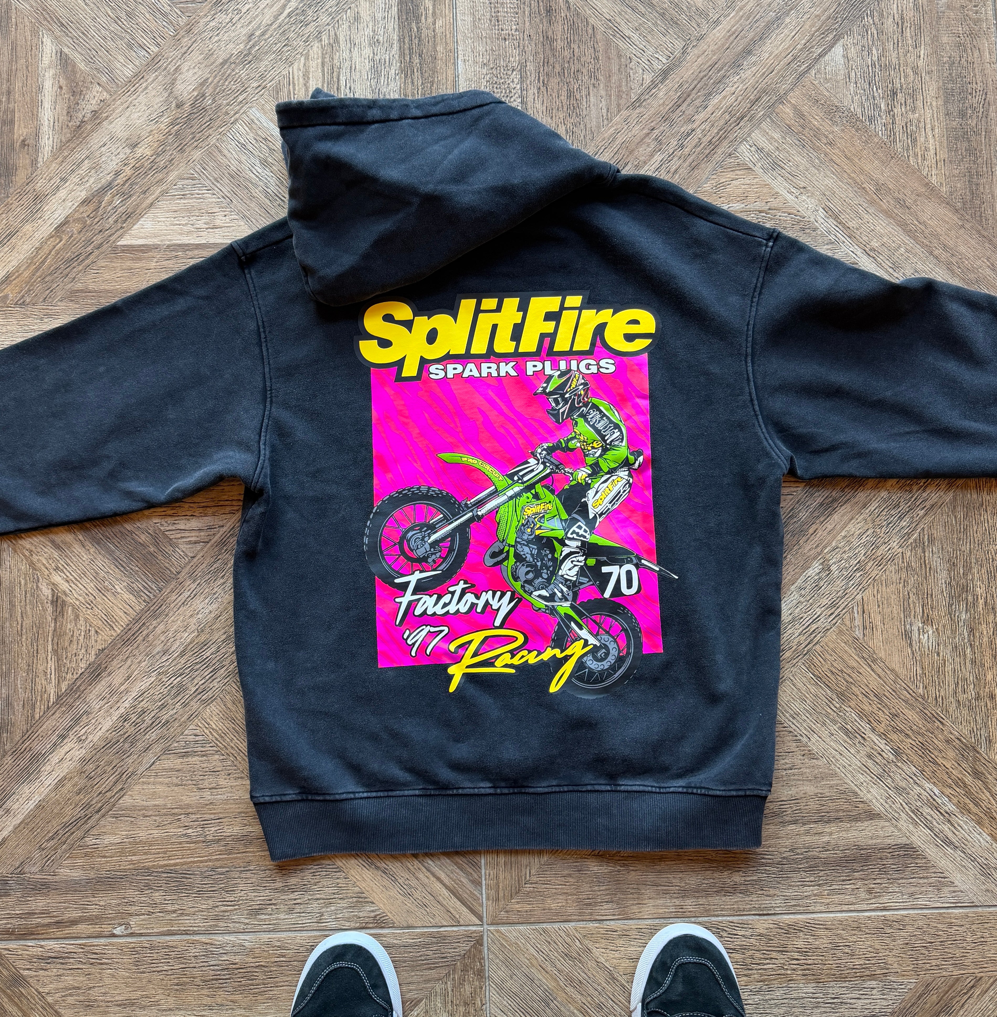 97 Splitfire Factory Racing Hoodie- 400 GSM, Regular Fit – White