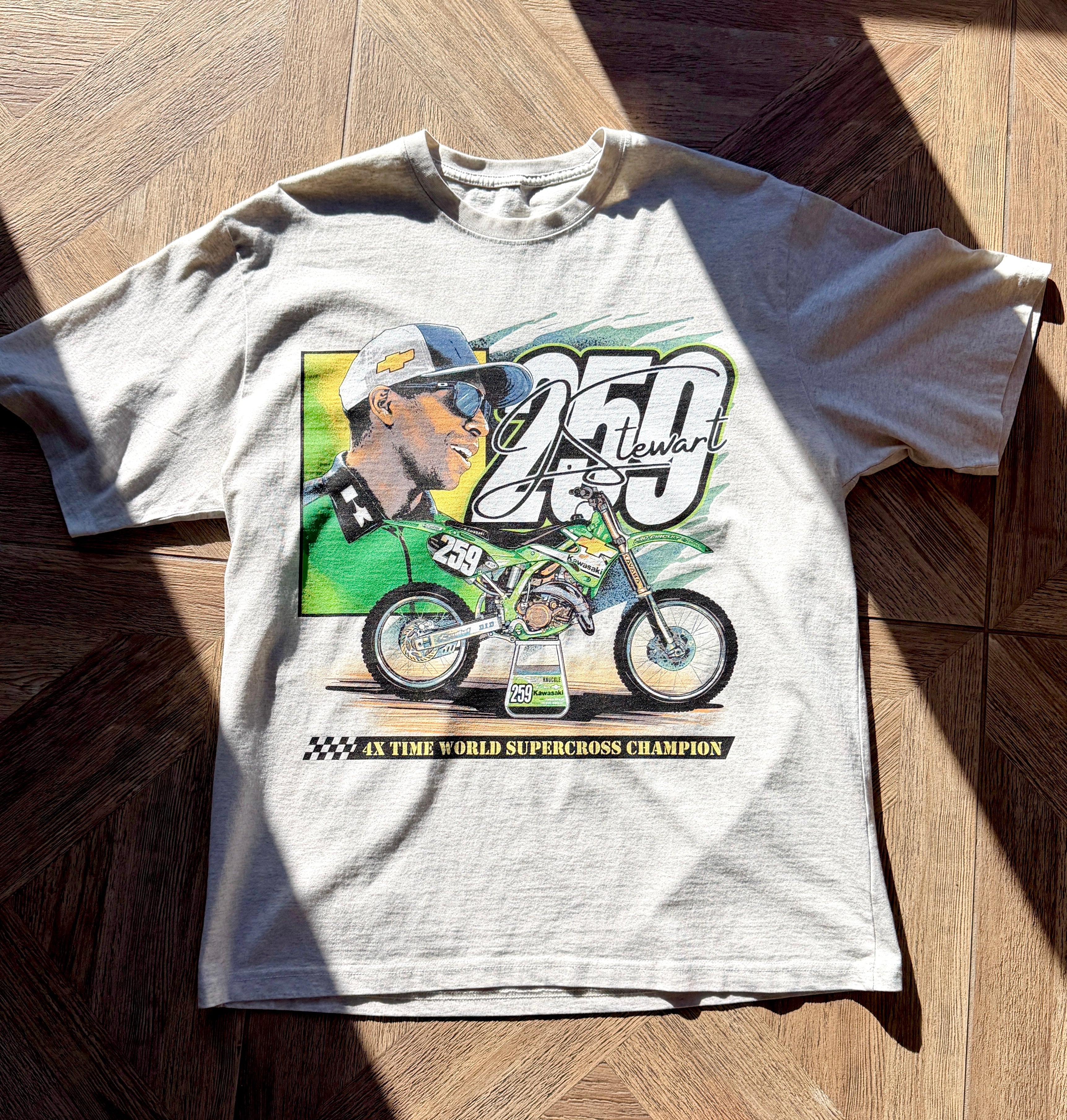 James Stewart 2000s Factory Kawasaki racing shirt.