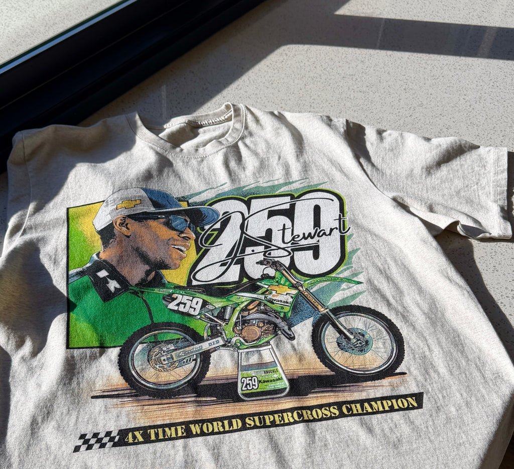 James Stewart Kawasaki KX250 2 stroke shirt.