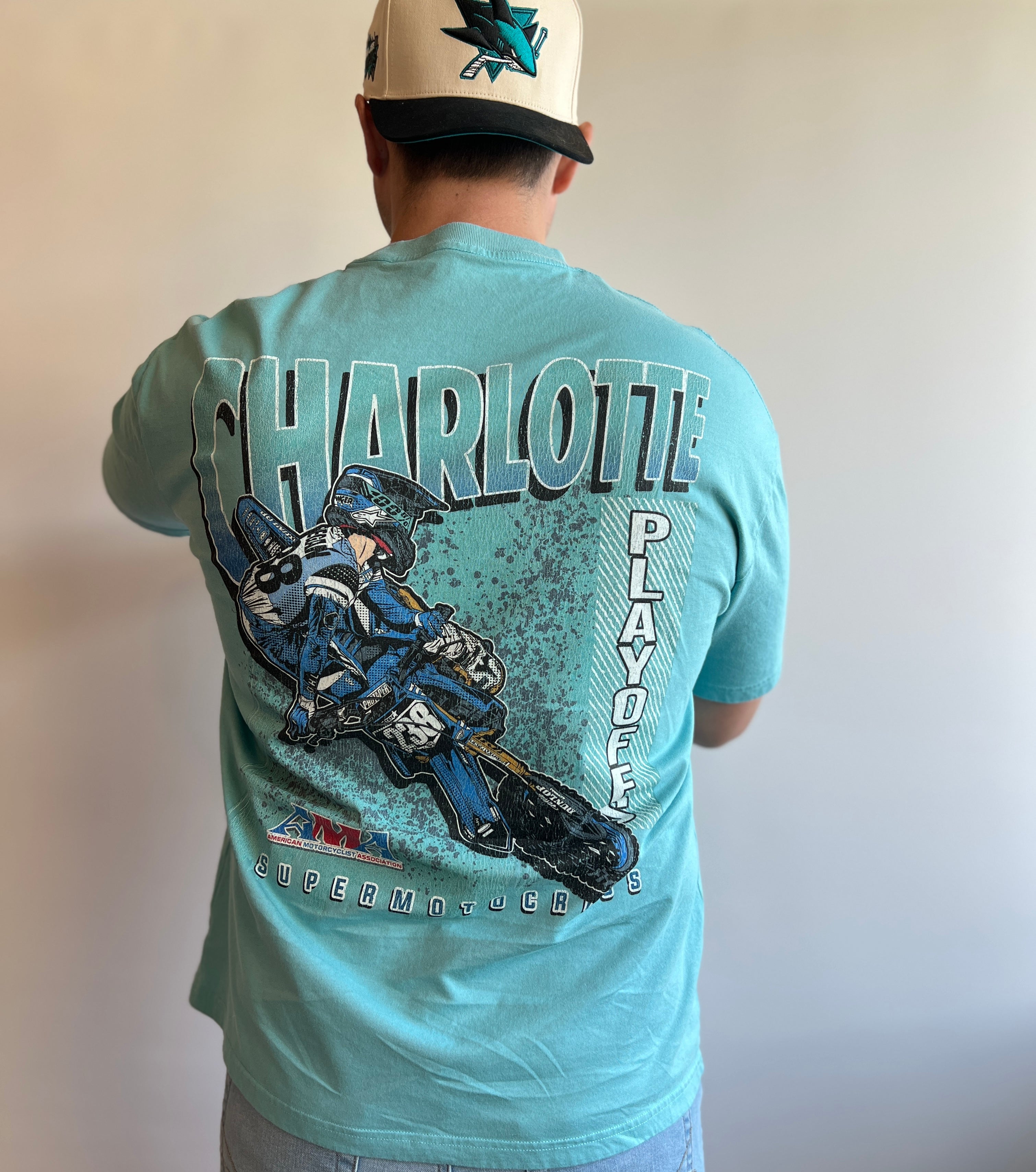 Charlotte Supercross Playoffs shirt in blue color.