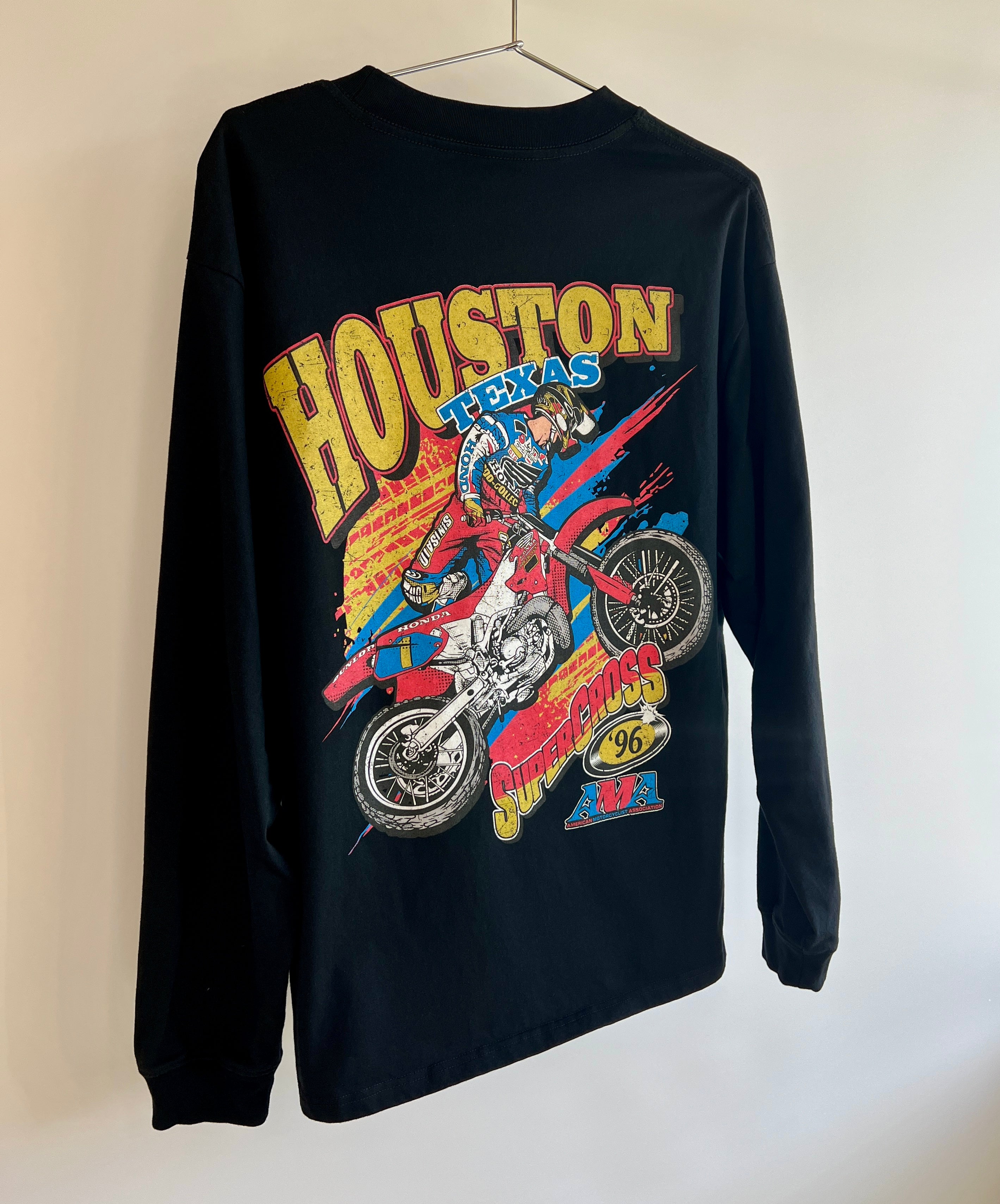 Vintage Houston supercross racing shirt in black color.