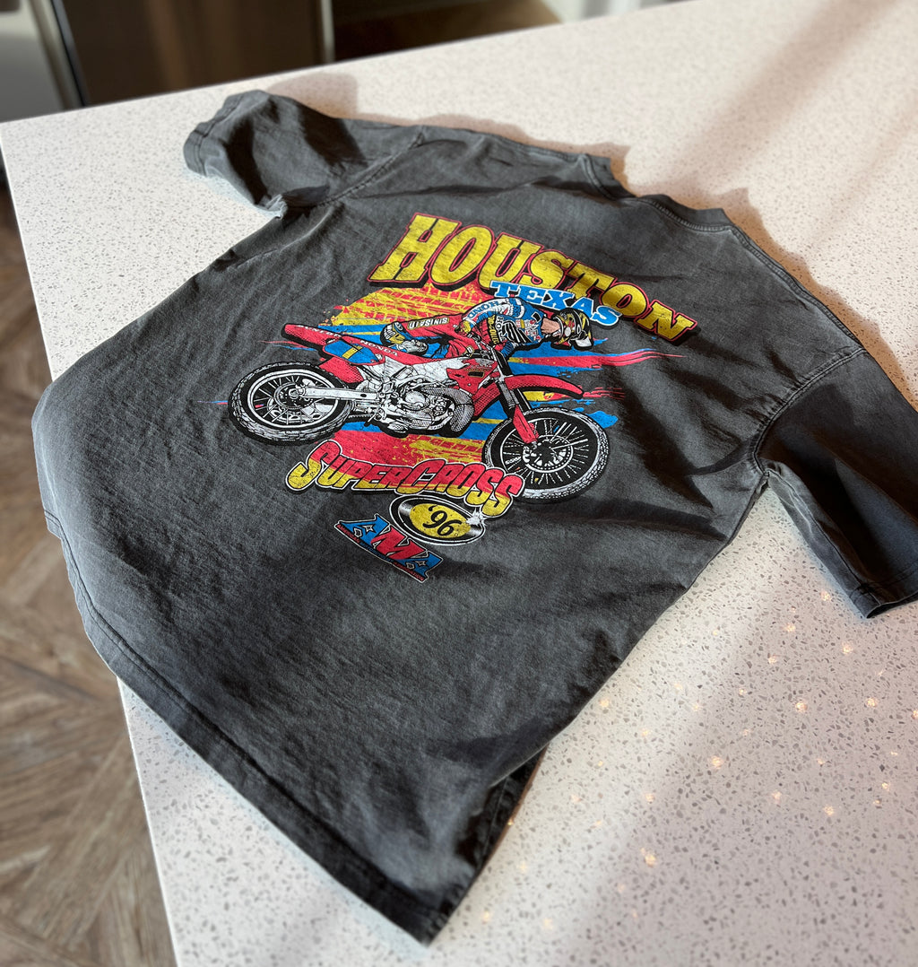 Vintage Houston supercross racing shirt in black color.