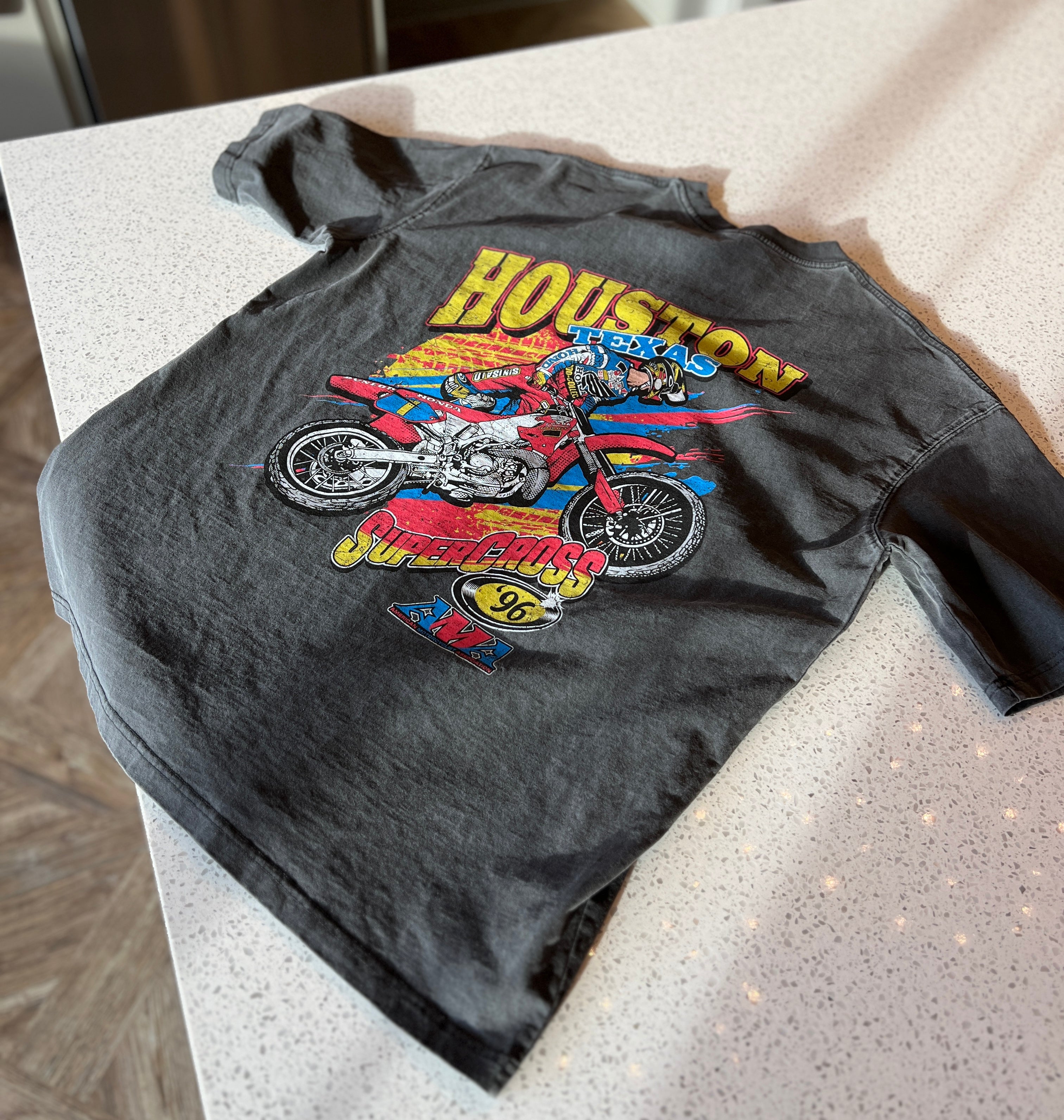 Vintage Houston supercross racing shirt in black color.