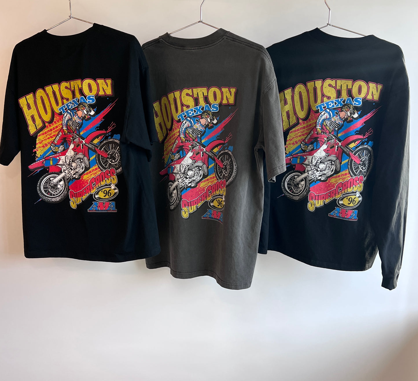 '96 Houston Supercross Long Sleeve Shirt - 240 GSM, Loose-Fit