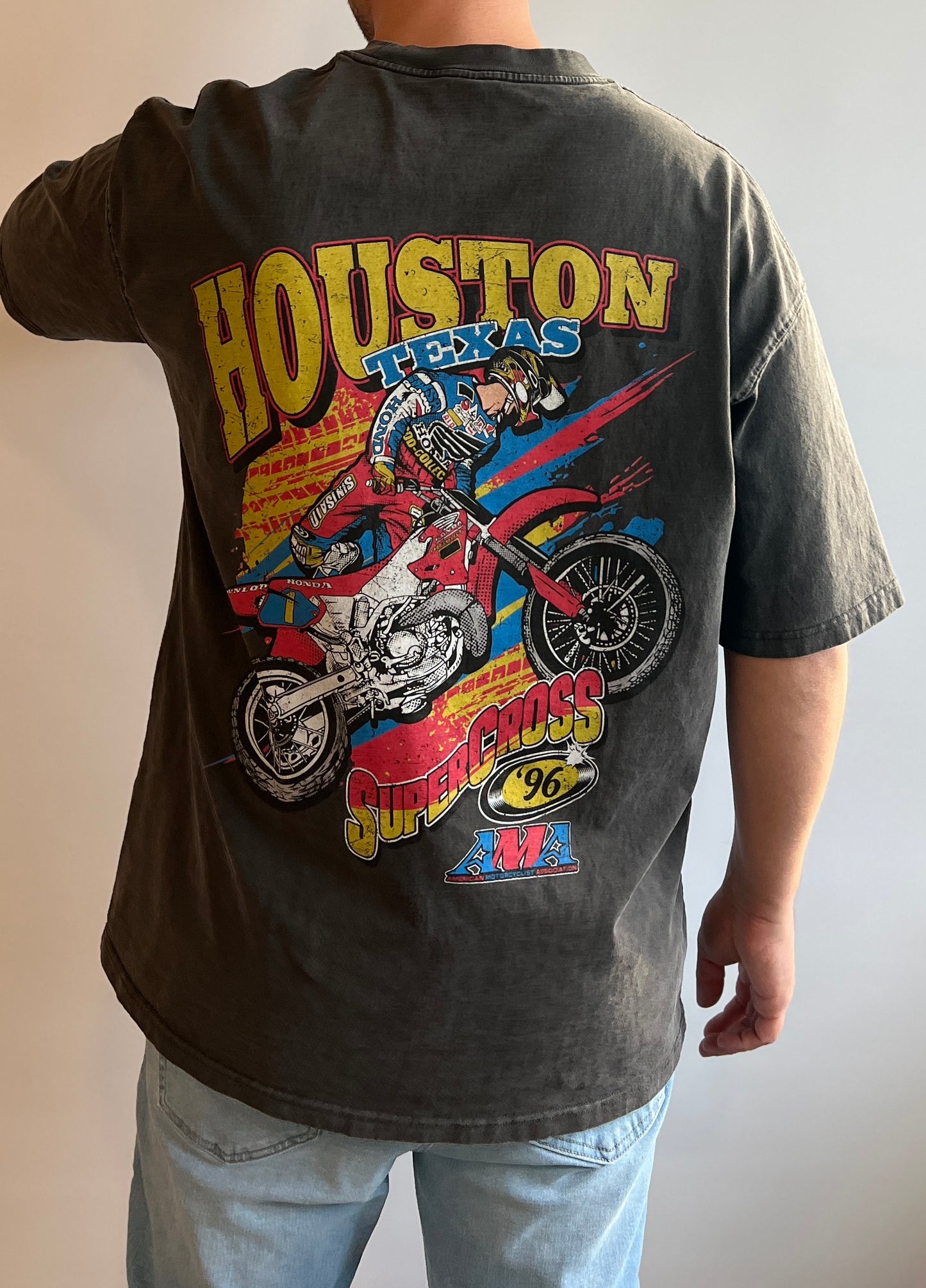 '96 Houston Supercross Shirt - 285 GSM, Oversized, Washed