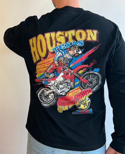 '96 Houston Supercross Long Sleeve Shirt - 240 GSM, Loose-Fit