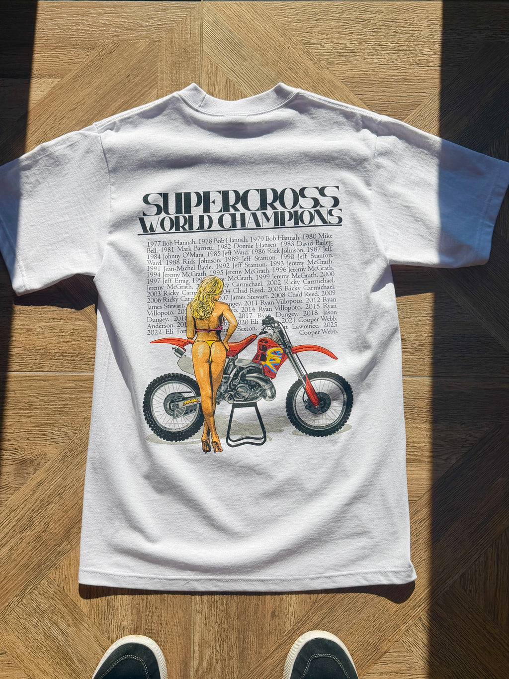 Vintage motocross pinup girl shirt