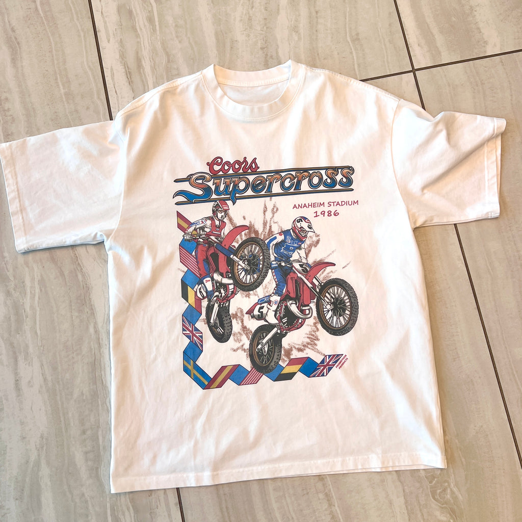 Vintage inspired Coors supercross shirts featuring David Bailey