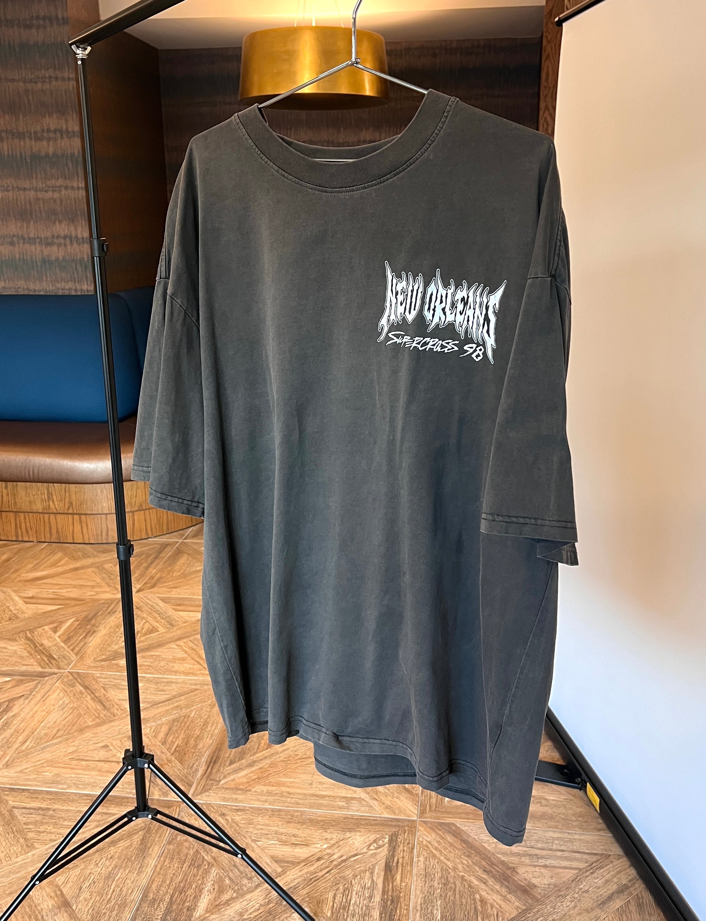 Retro supercross racing t shirt in black color