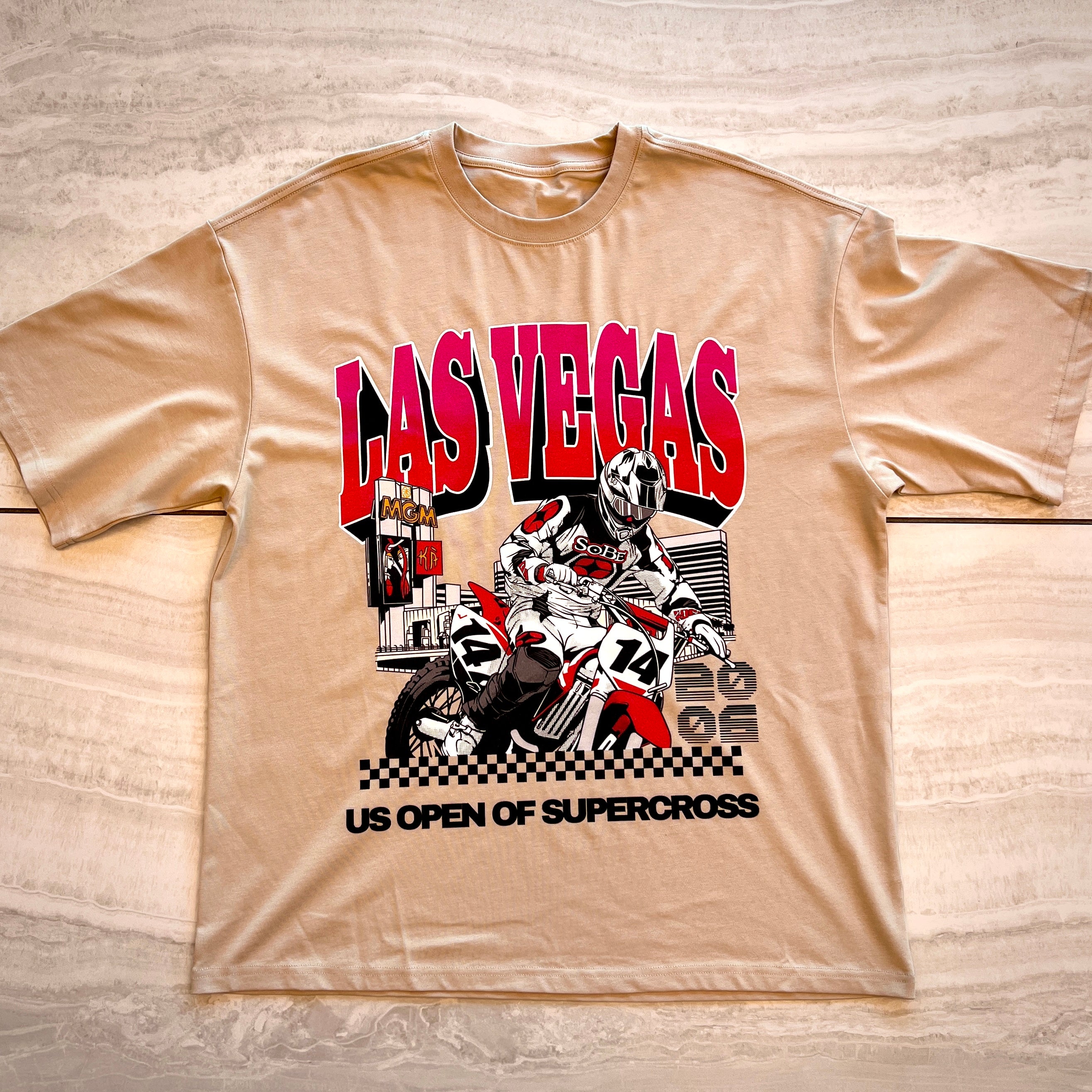 Las Vegas Supercross T Shirt in Tan Color.