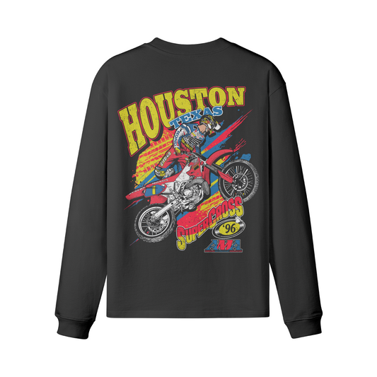 '96 Houston Supercross Long Sleeve Shirt - 240 GSM, Loose-Fit