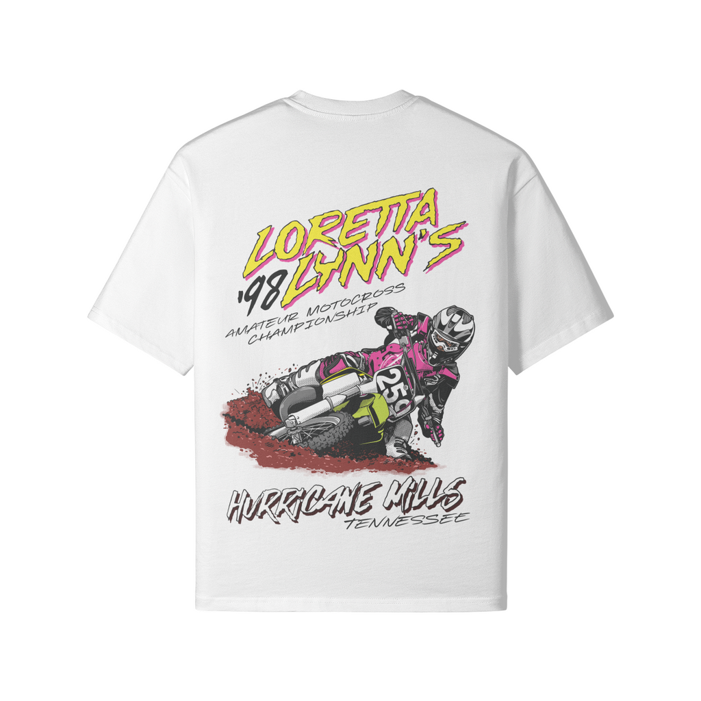 White color Loretta Lynns Motocross shirt.