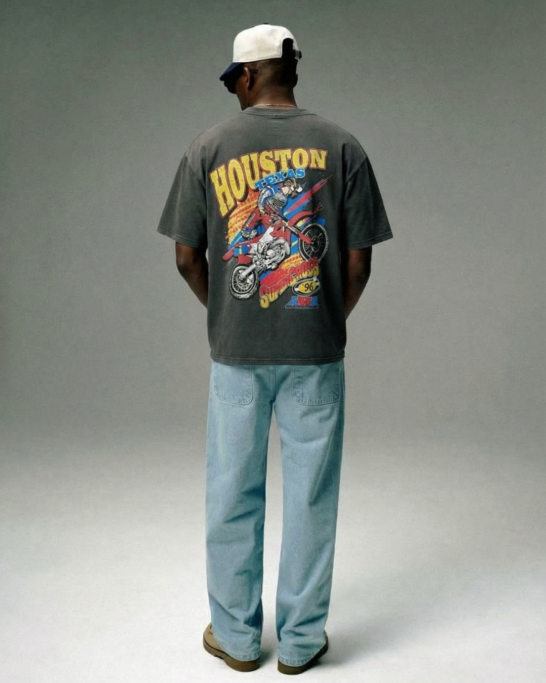 '96 Houston Supercross Shirt - 285 GSM, Oversized, Washed