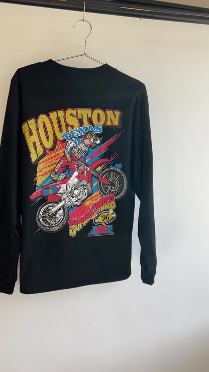 '96 Houston Supercross Long Sleeve Shirt - 240 GSM, Loose-Fit