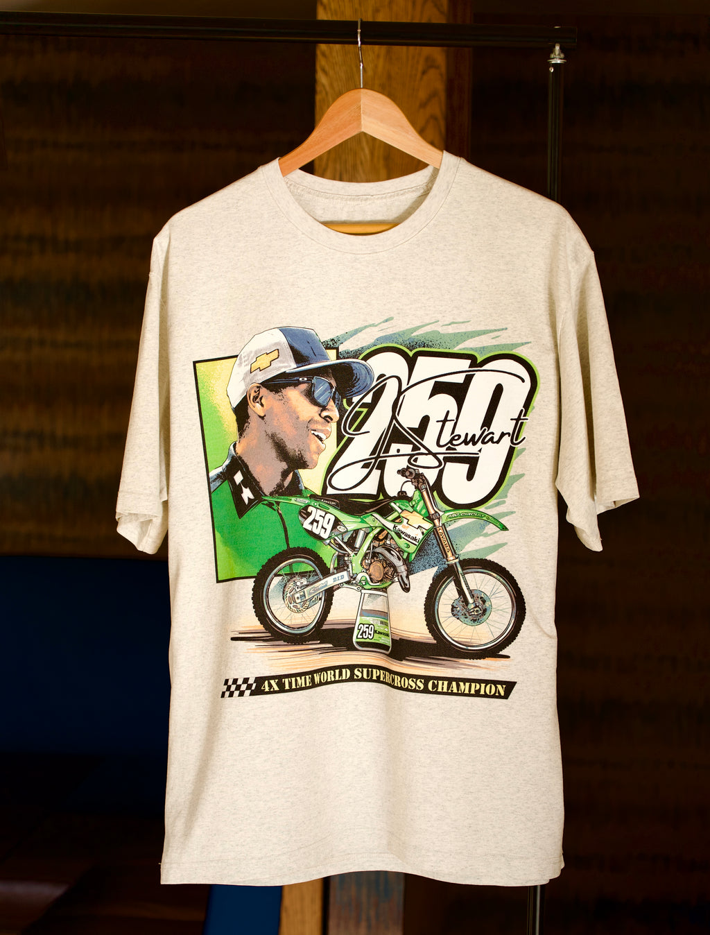 James Stewart 2000s Kawasaki Racing shirt.