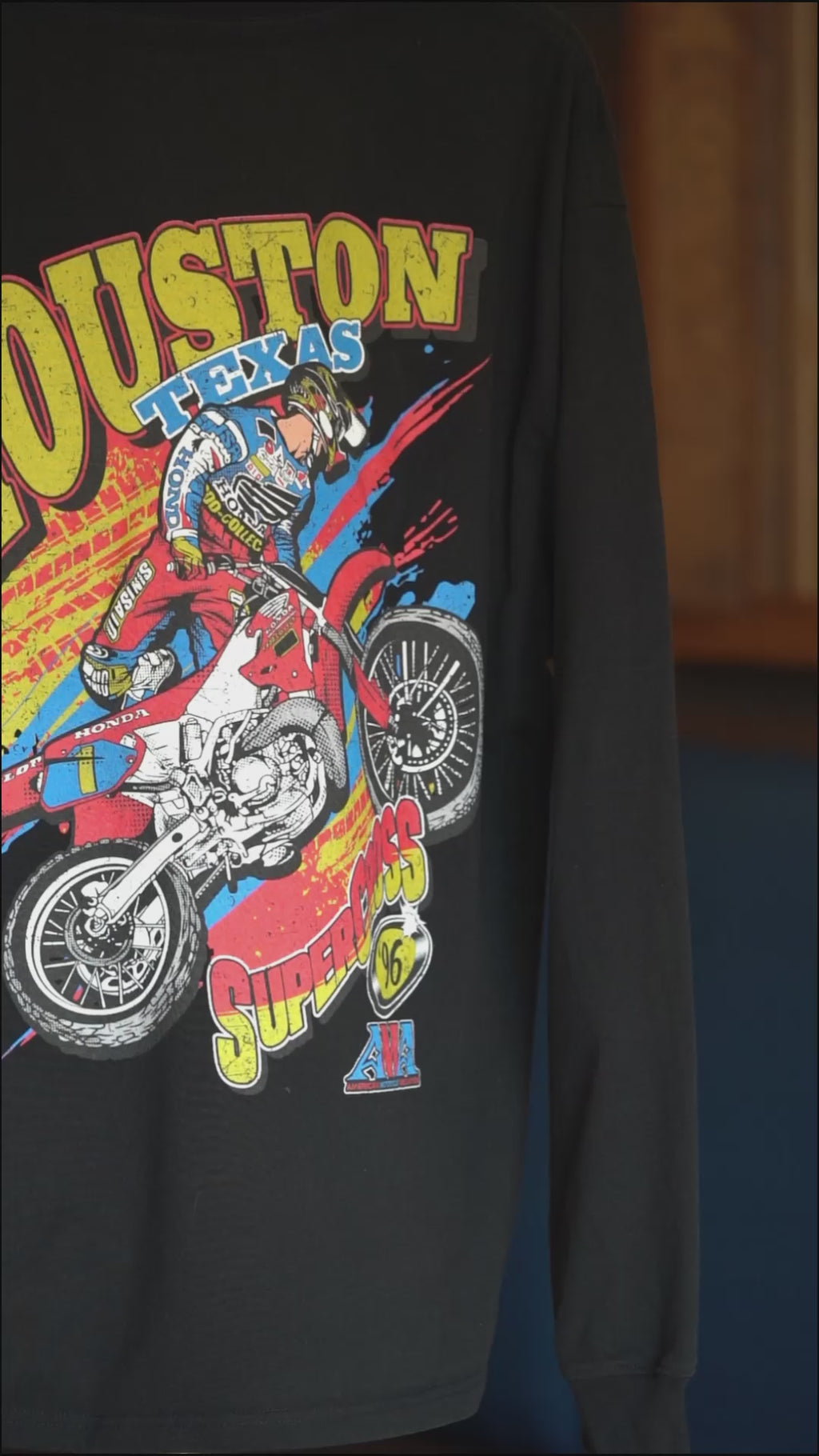 '96 Houston Supercross Long Sleeve Shirt - 240 GSM, Regular Fit